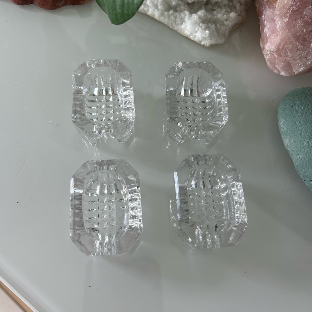 4 Vintage Elegant Clear Glass Cut Crystal Salt Cellars Open Salt Dish